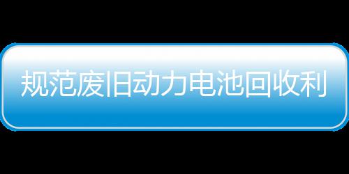 五部门联动力电池动规范项行回收合开展执利用废旧法专